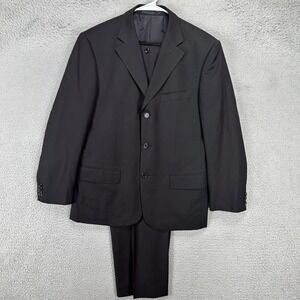 Giorgio Armani Mens 2 Piece Suit Pants 38R 32X28 Black 3 Button‎ Wool Silk Blend